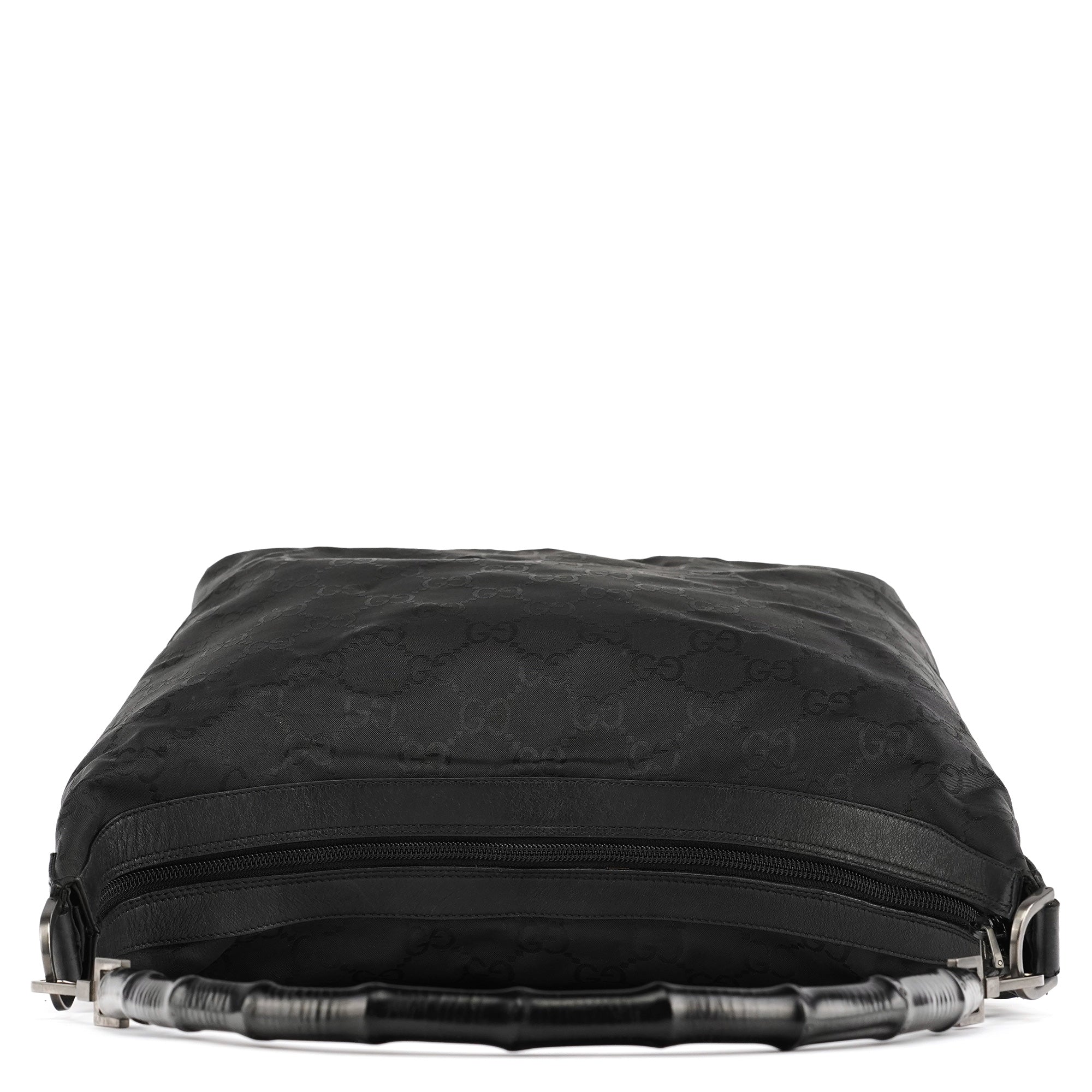 000 0833 Black GG Nylon Bamboo Shoulder Bag