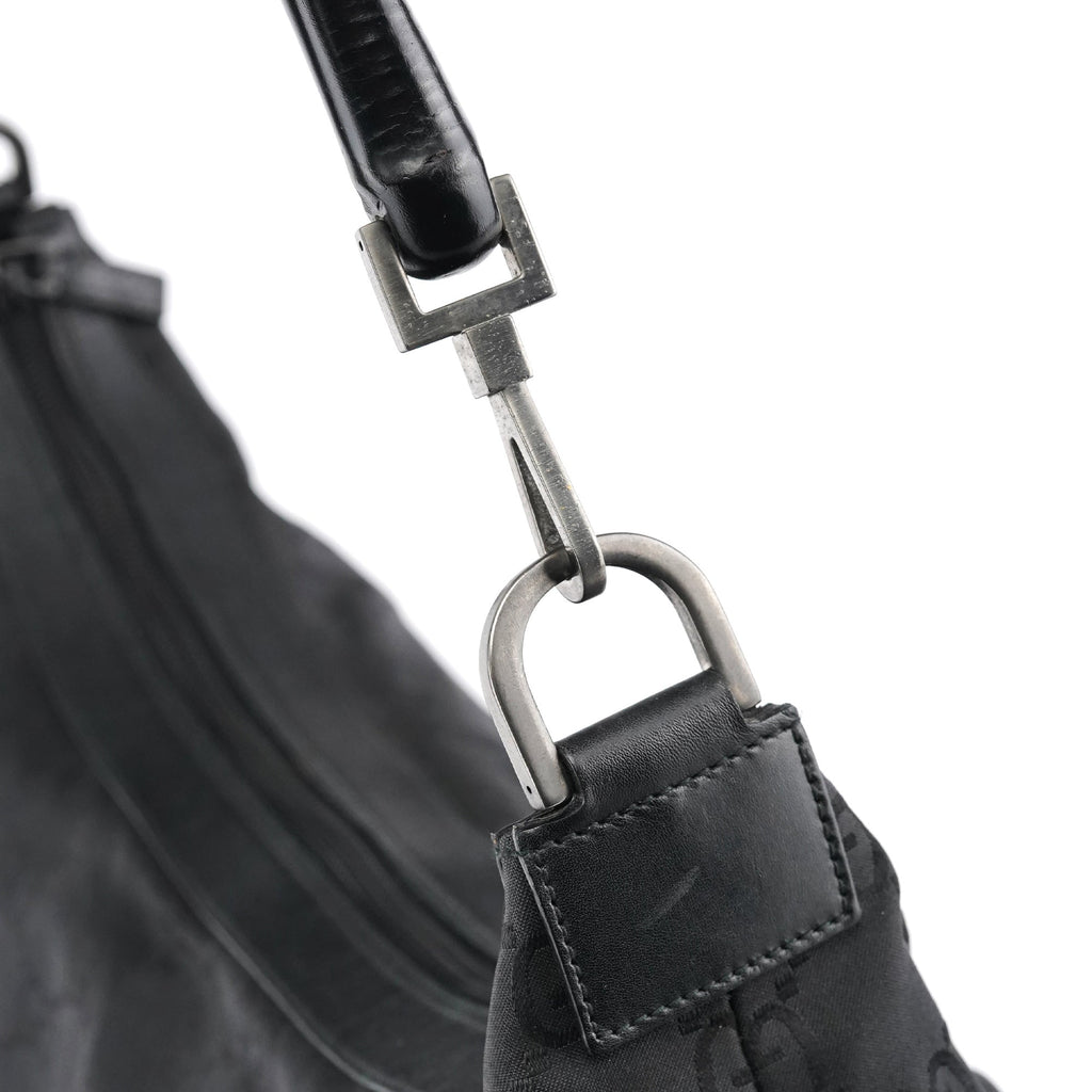 000 0833 Black GG Nylon Bamboo Shoulder Bag