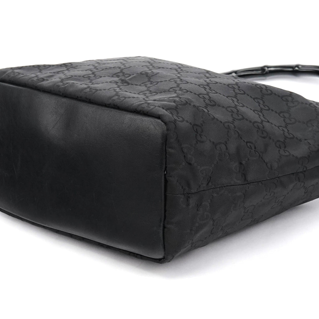 000 0833 Black GG Nylon Bamboo Shoulder Bag
