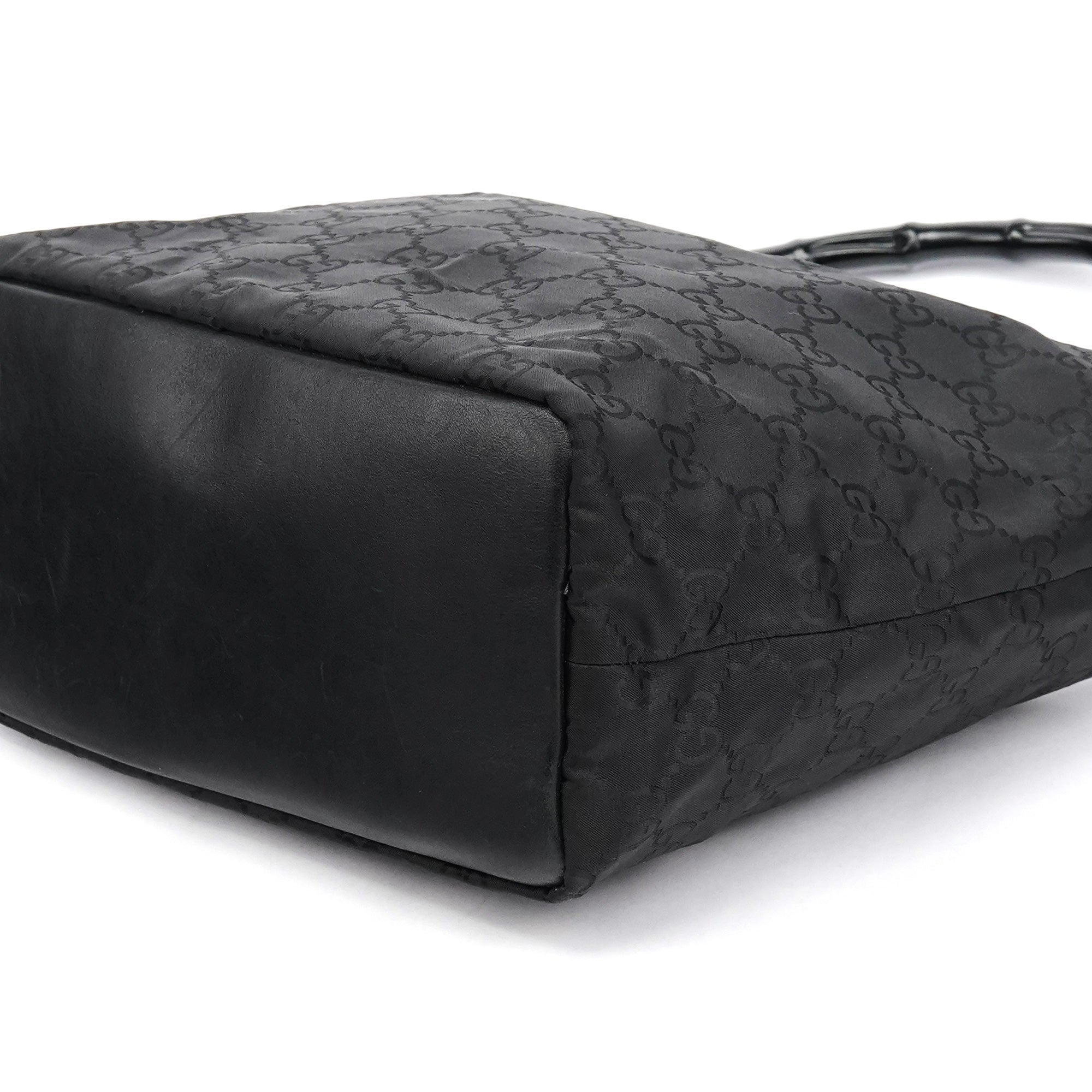 000 0833 Black GG Nylon Bamboo Shoulder Bag