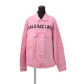 BALENCIAGA Logo Denim Jacket Size 34 Pink594386TEW378000 Cotton100%