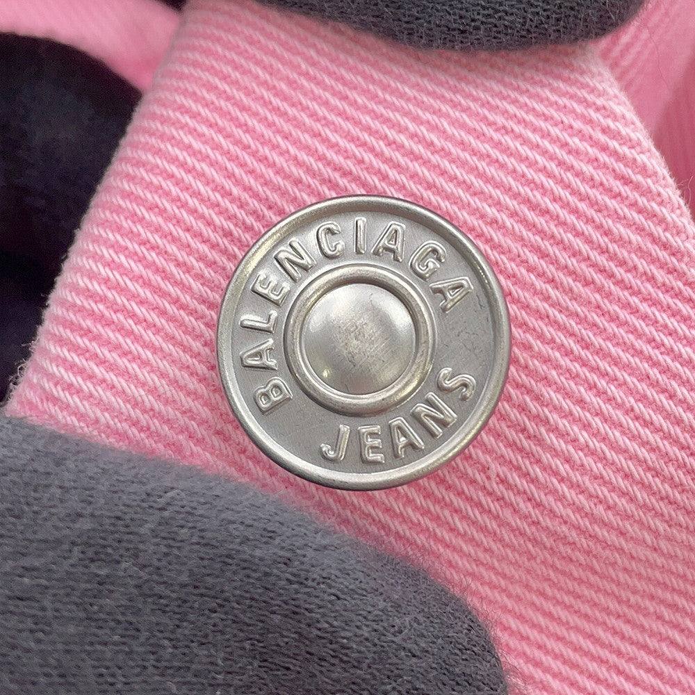 BALENCIAGA Logo Denim Jacket Size 34 Pink594386TEW378000 Cotton100%