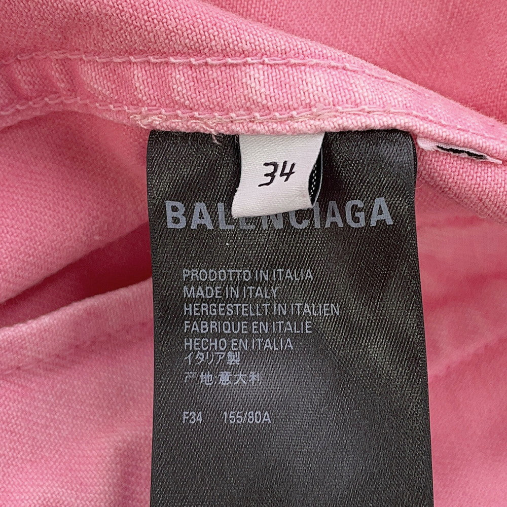 BALENCIAGA Logo Denim Jacket Size 34 Pink594386TEW378000 Cotton100%