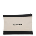 BALENCIAGA Navy Clip Clutch Back Natural/Black373834 9260 Leather Canvas