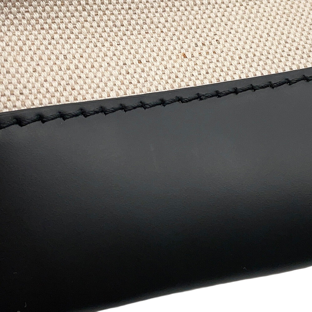 BALENCIAGA Navy Clip Clutch Back Natural/Black373834 9260 Leather Canvas