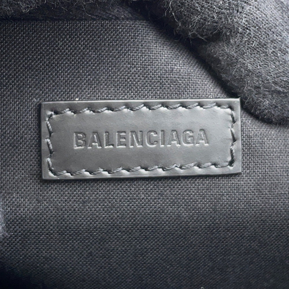 BALENCIAGA Navy Clip Clutch Back Natural/Black373834 9260 Leather Canvas