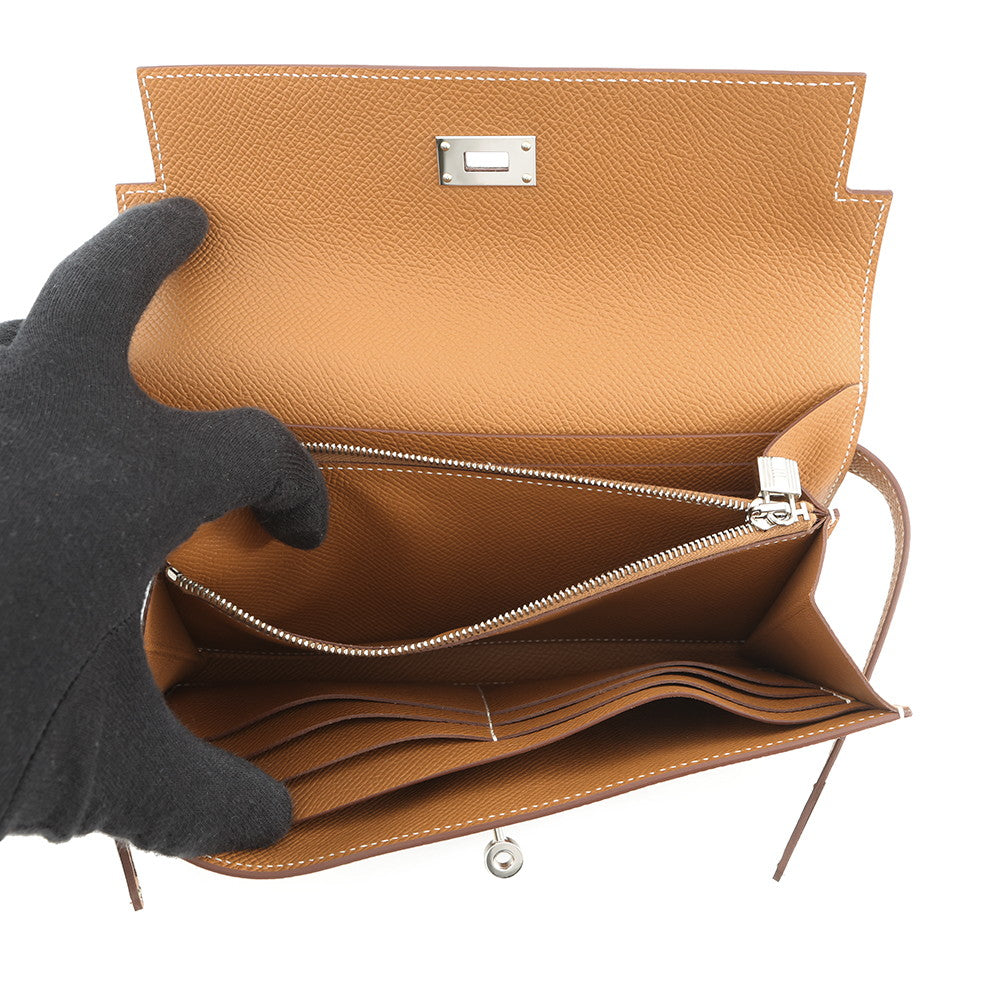 HERMES Kelly Wallet Long Gold Epsom