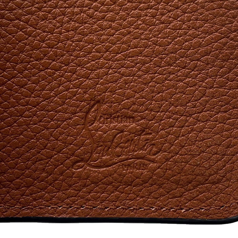 Christian Louboutin BY MY SIDE Key Chain Card Case Coin Purse Brown/Red3235084 Leather