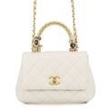 CHANEL Coco Handle 2WAYHandbag WhiteAS2215 Lambskin Size XXS