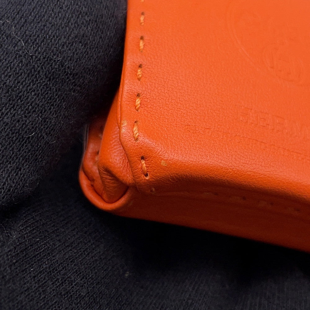 HERMES Sac Orange Feu/Gold Lambskin