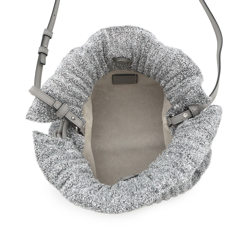 LOEWE flamenco Silver Lurex fabric Leather