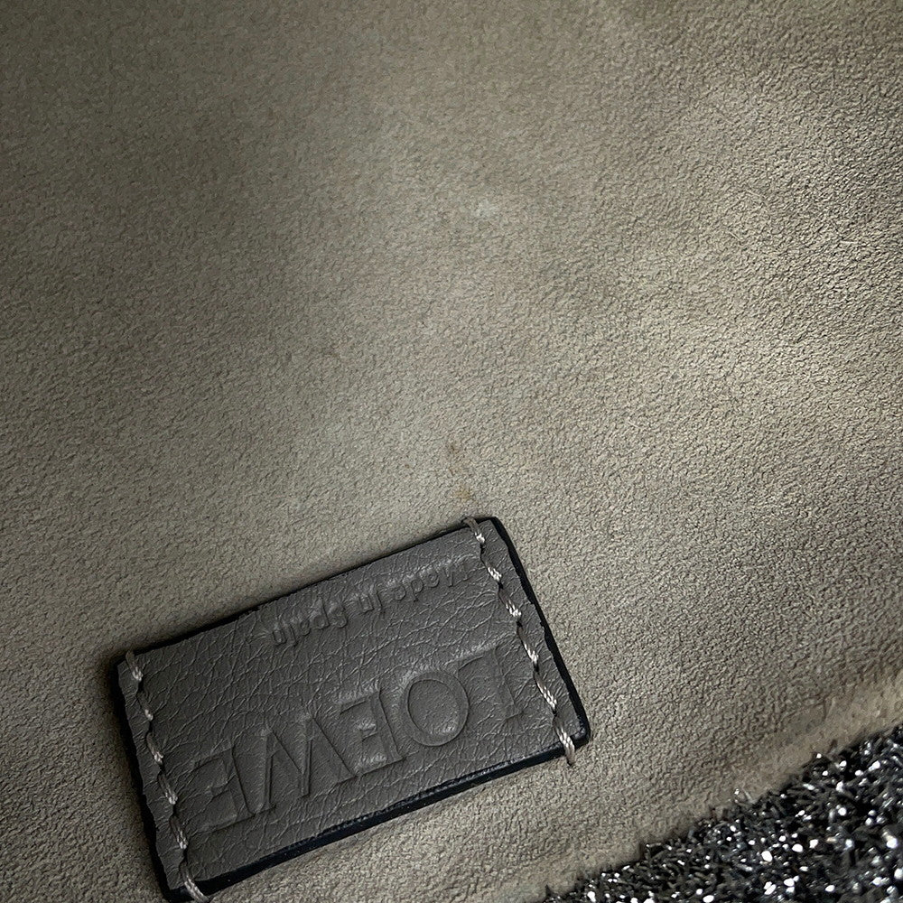 LOEWE flamenco Silver Lurex fabric Leather