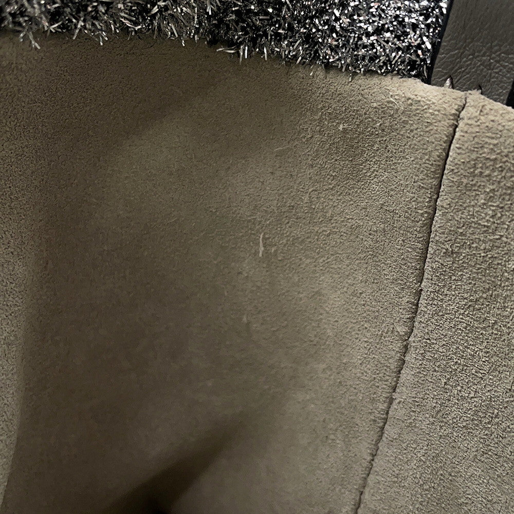 LOEWE flamenco Silver Lurex fabric Leather