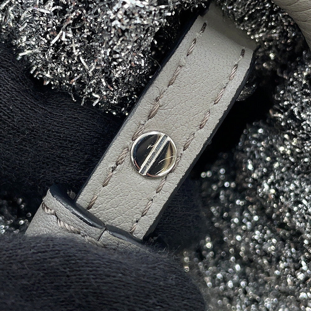 LOEWE flamenco Silver Lurex fabric Leather