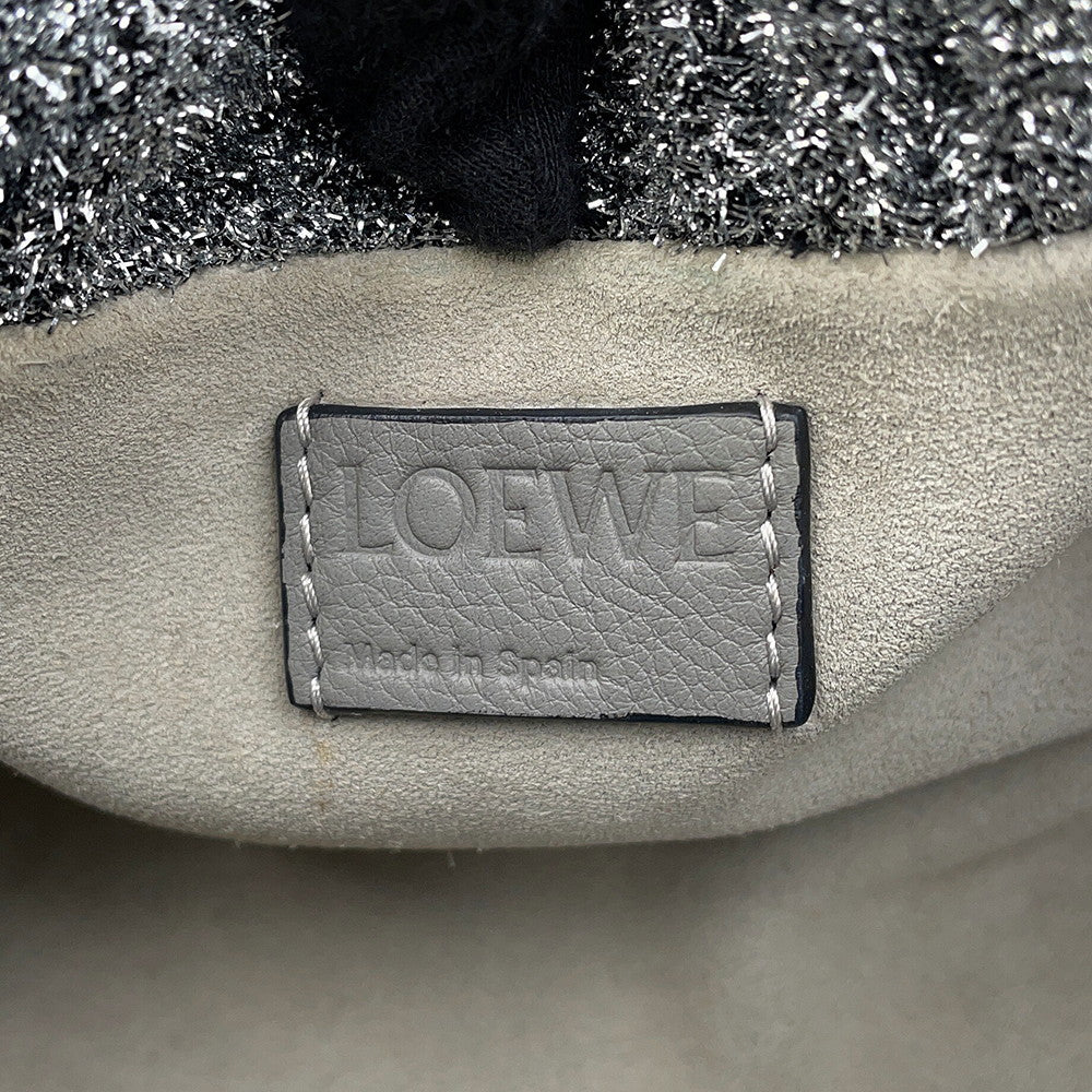 LOEWE flamenco Silver Lurex fabric Leather