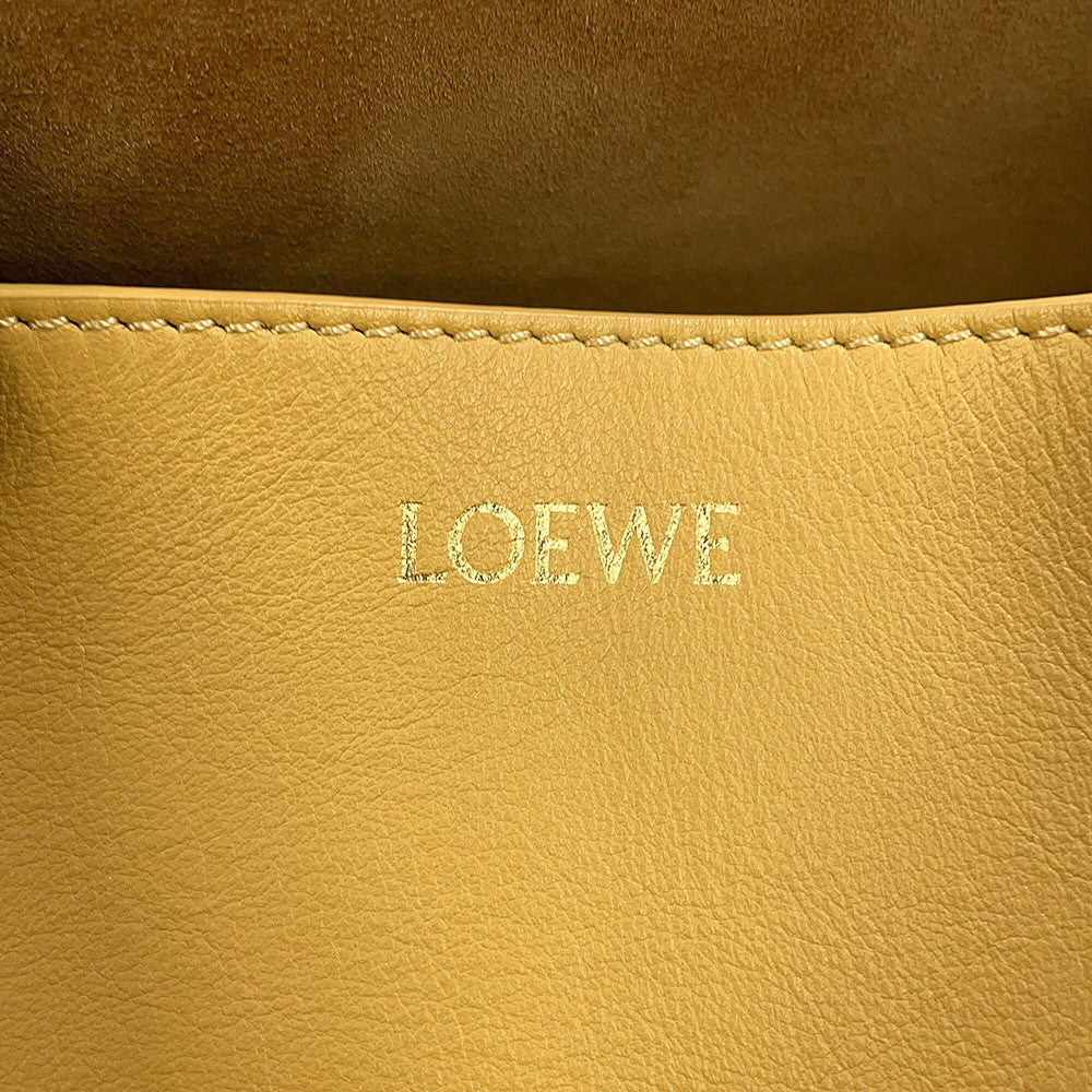 LOEWE Puzzle Fold Tote Dark Butter/SunflowerA779G50X18 Calf Leather Size Medium