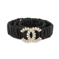CHANEL CC Logo Belt Bijoux Size 75/30 Black Leather Rhinestone