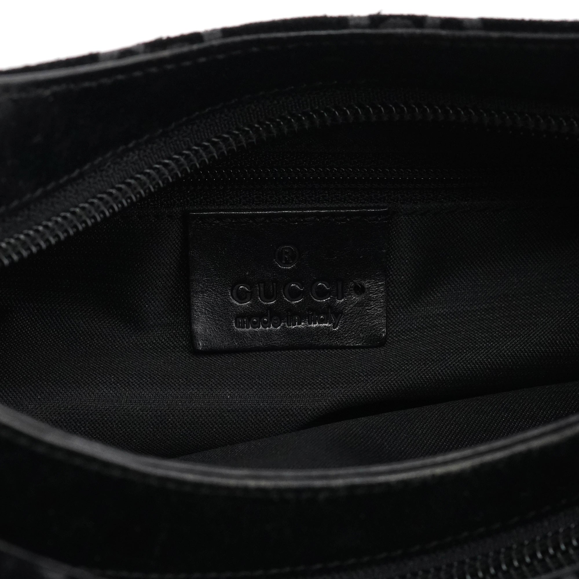 001 8778 Black GG Suede Shoulder Bag
