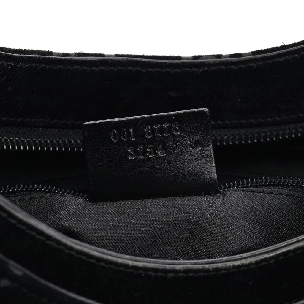 001 8778 Black GG Suede Shoulder Bag