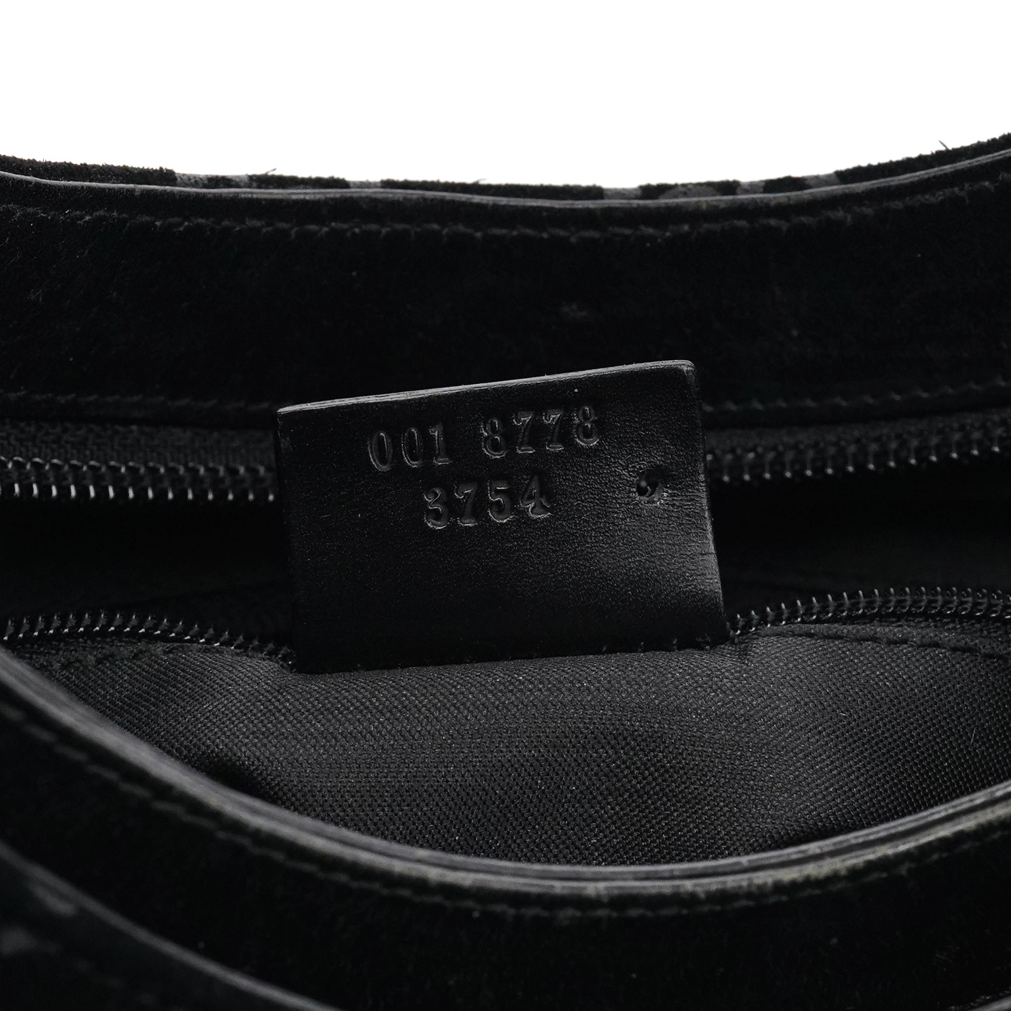 001 8778 Black GG Suede Shoulder Bag