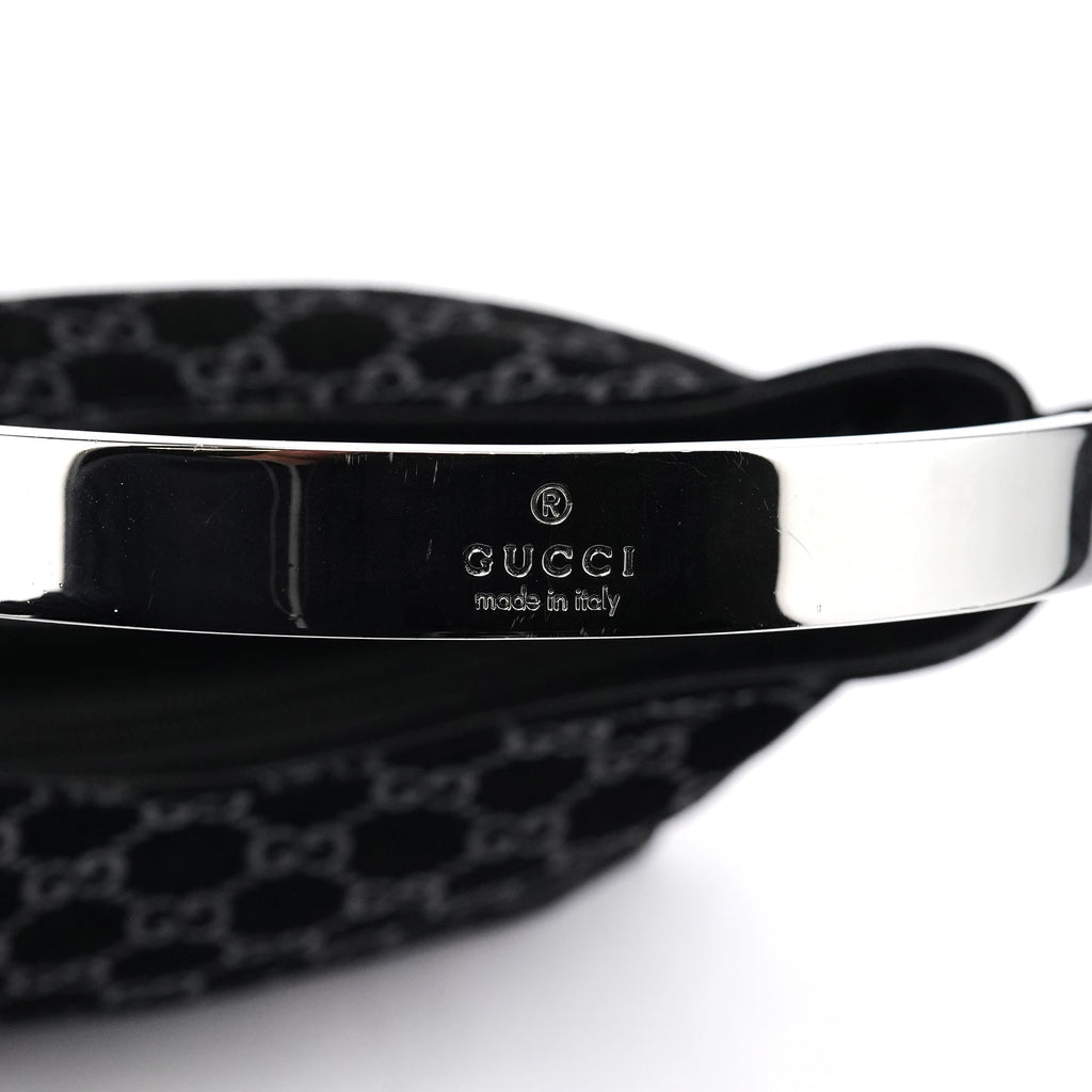 001 8778 Black GG Suede Shoulder Bag