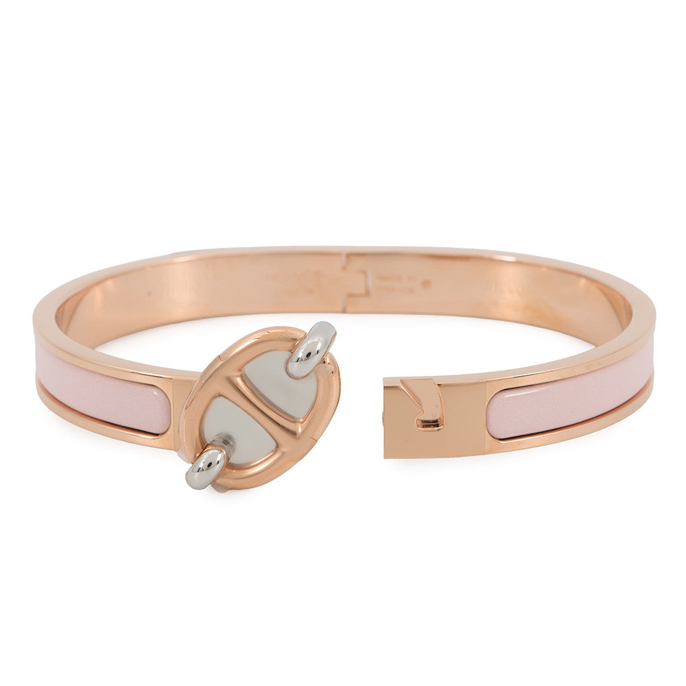 HERMES Mini Clic Chaine d'Ancre Bracelet Size PM Rose Kander Metal Enamel