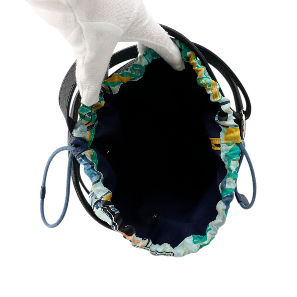 HERMES Muzaldine Black/Multicolor Epsom Silk