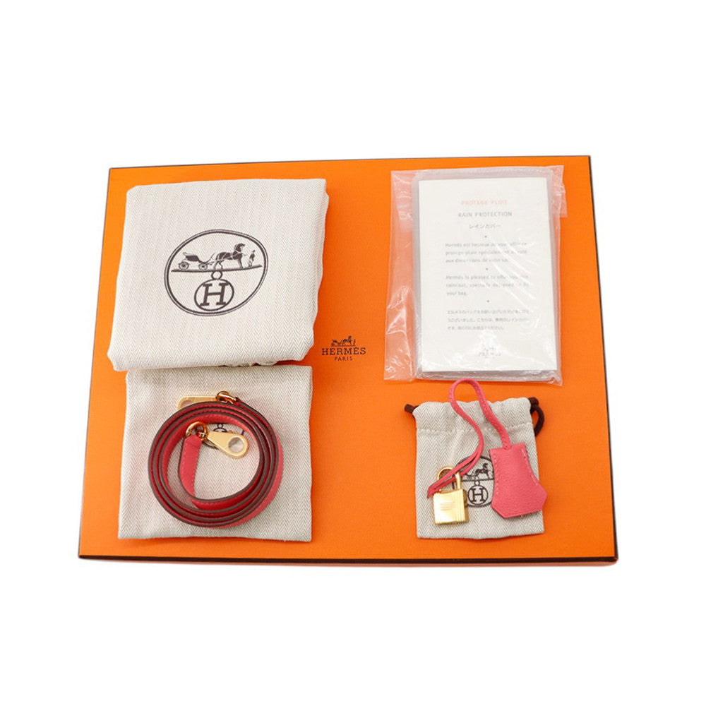 HERMES Kelly Sellier Rose Lipstick Chevre Myzore Goatskin Size 25