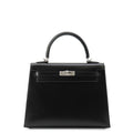 HERMES Kelly Sellier Black Box Calf Leather Size 25