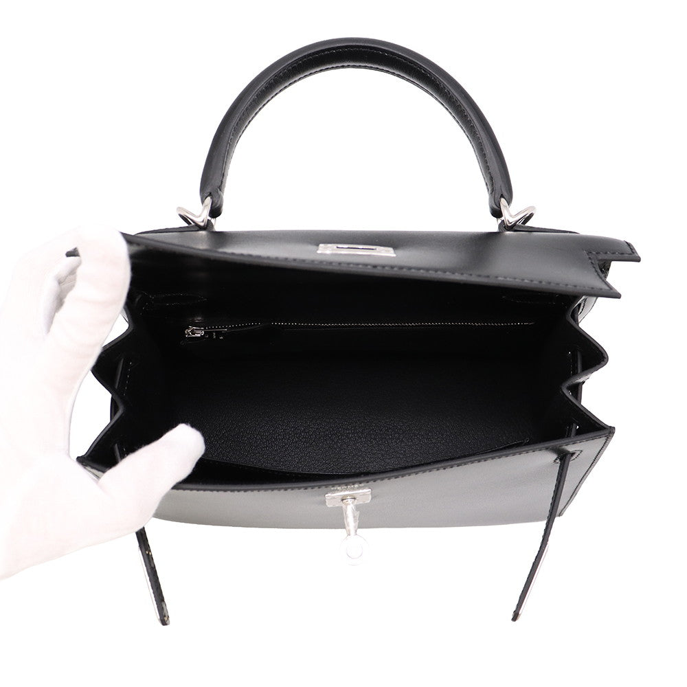 HERMES Kelly Sellier Black Box Calf Leather Size 25