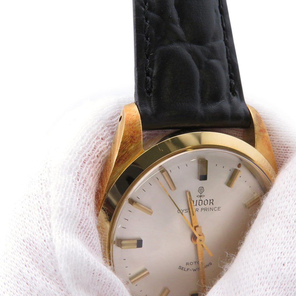 TUDOR Tudor Oyster Prince W34mm Gold Plated Leather Silver Dial7995/1
