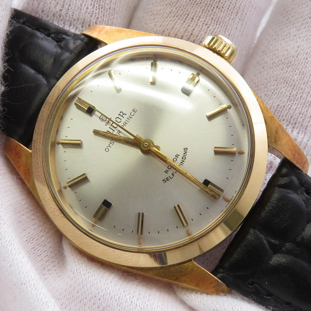 TUDOR Tudor Oyster Prince W34mm Gold Plated Leather Silver Dial7995/1