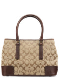 6089 Beige Brown Signature Tote Bag