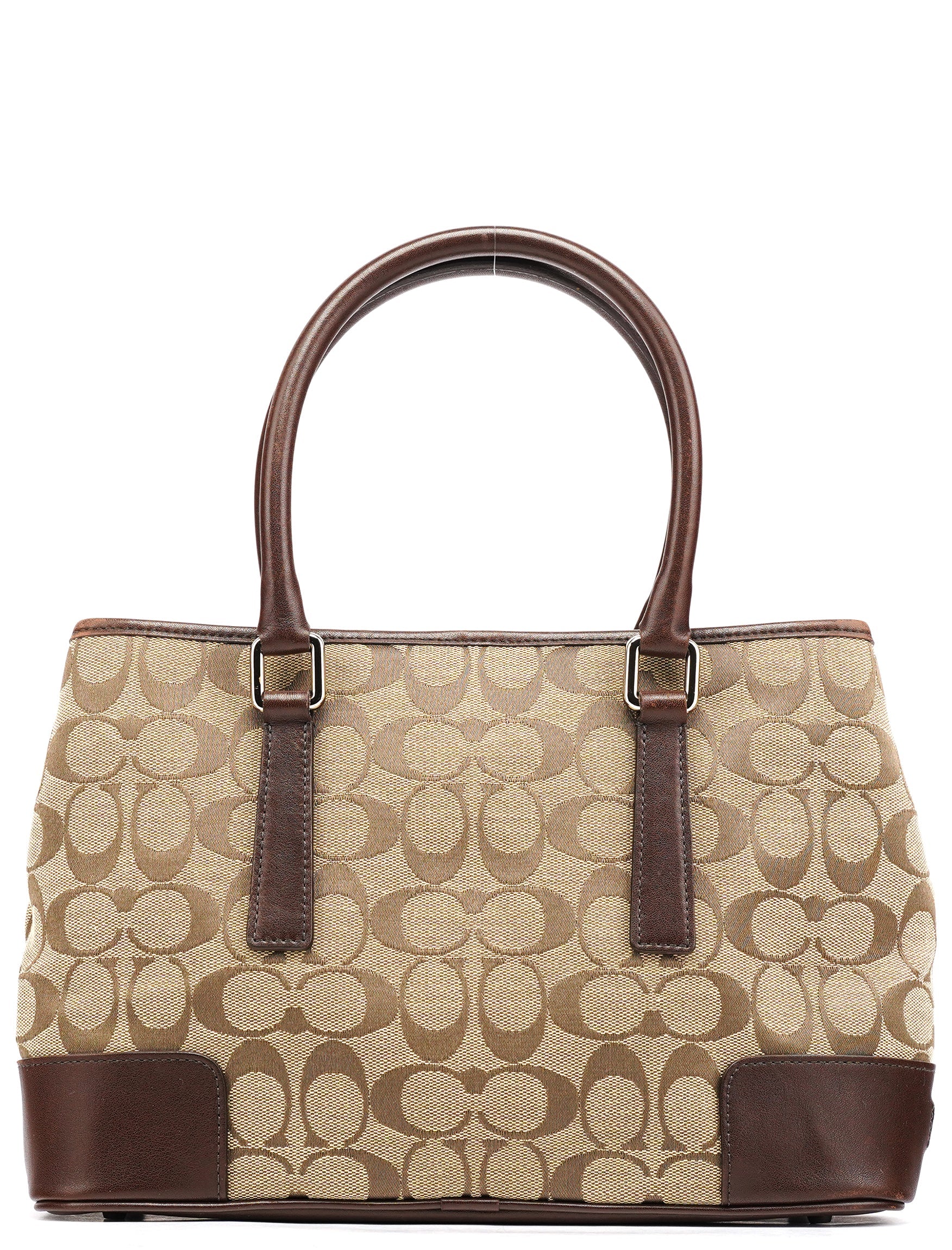 6089 Beige Brown Signature Tote Bag