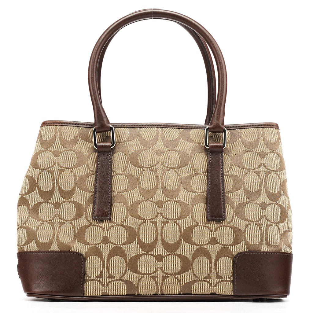 6089 Beige Brown Signature Tote Bag