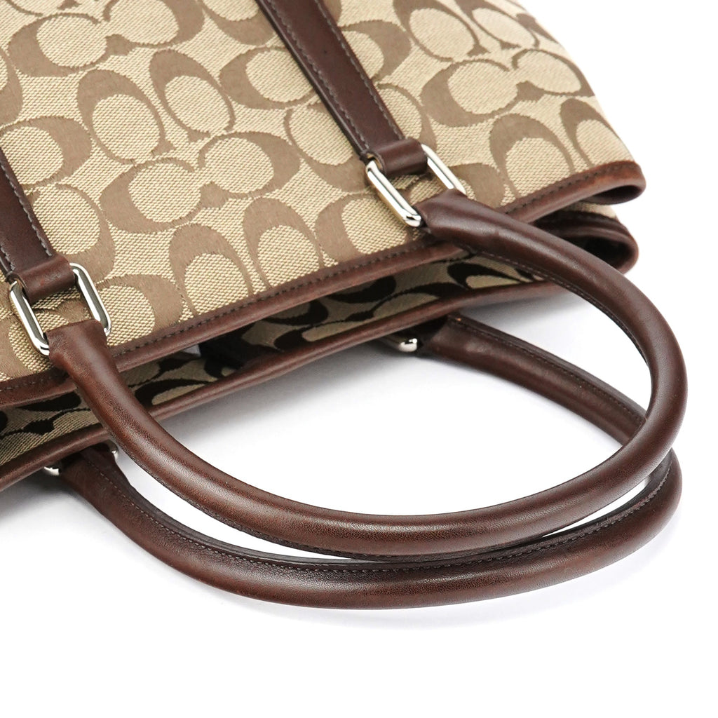 6089 Beige Brown Signature Tote Bag