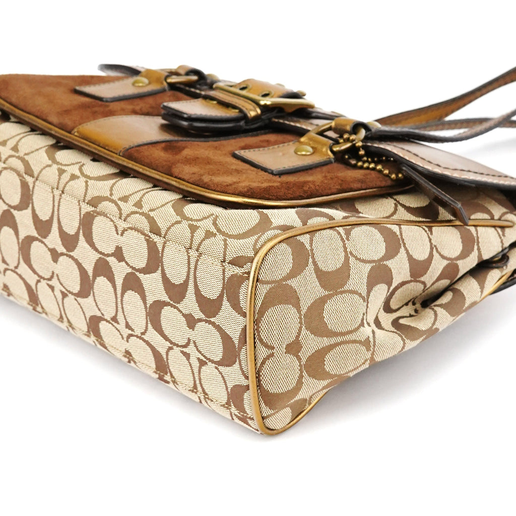 1498 Beige Gold Signature Soho Belt Buckle Tote Bag