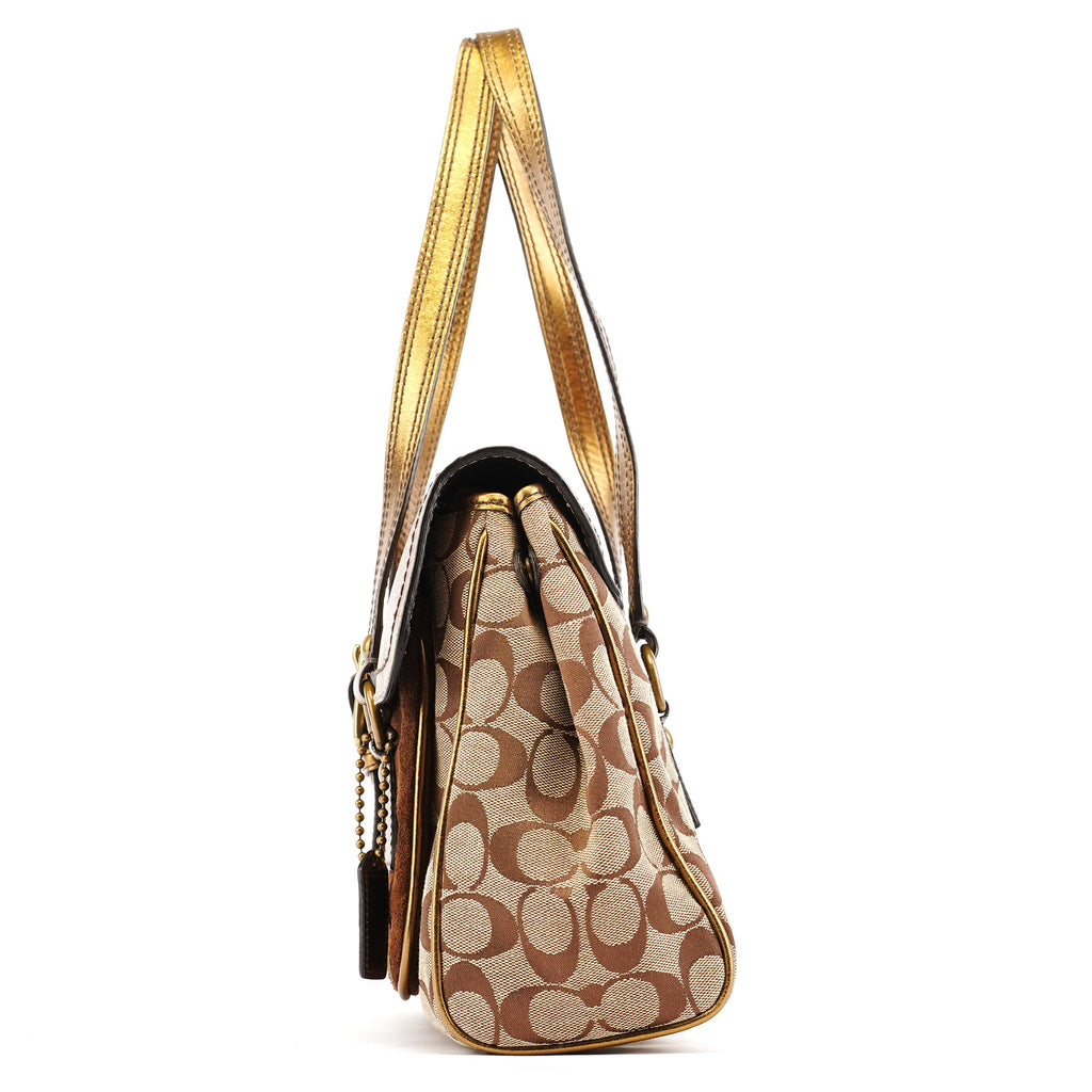 1498 Beige Gold Signature Soho Belt Buckle Tote Bag