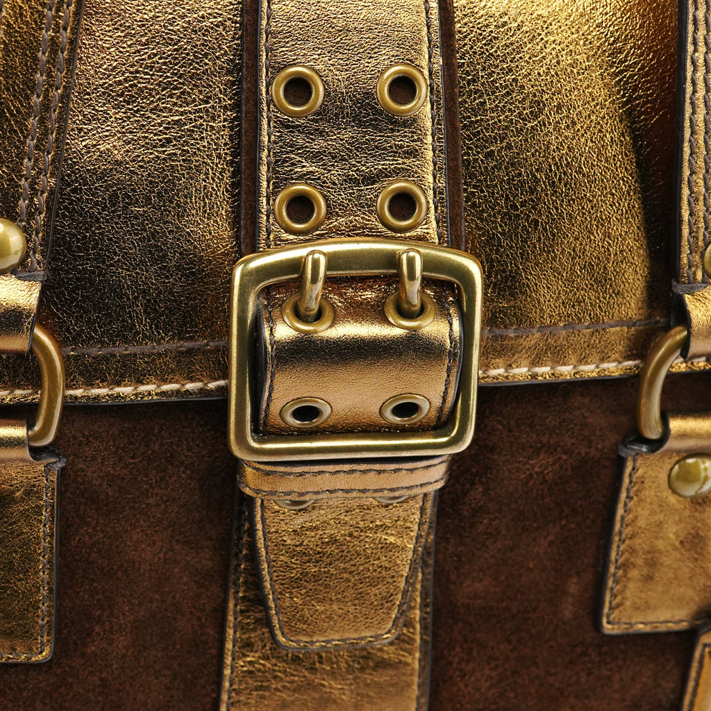 1498 Beige Gold Signature Soho Belt Buckle Tote Bag