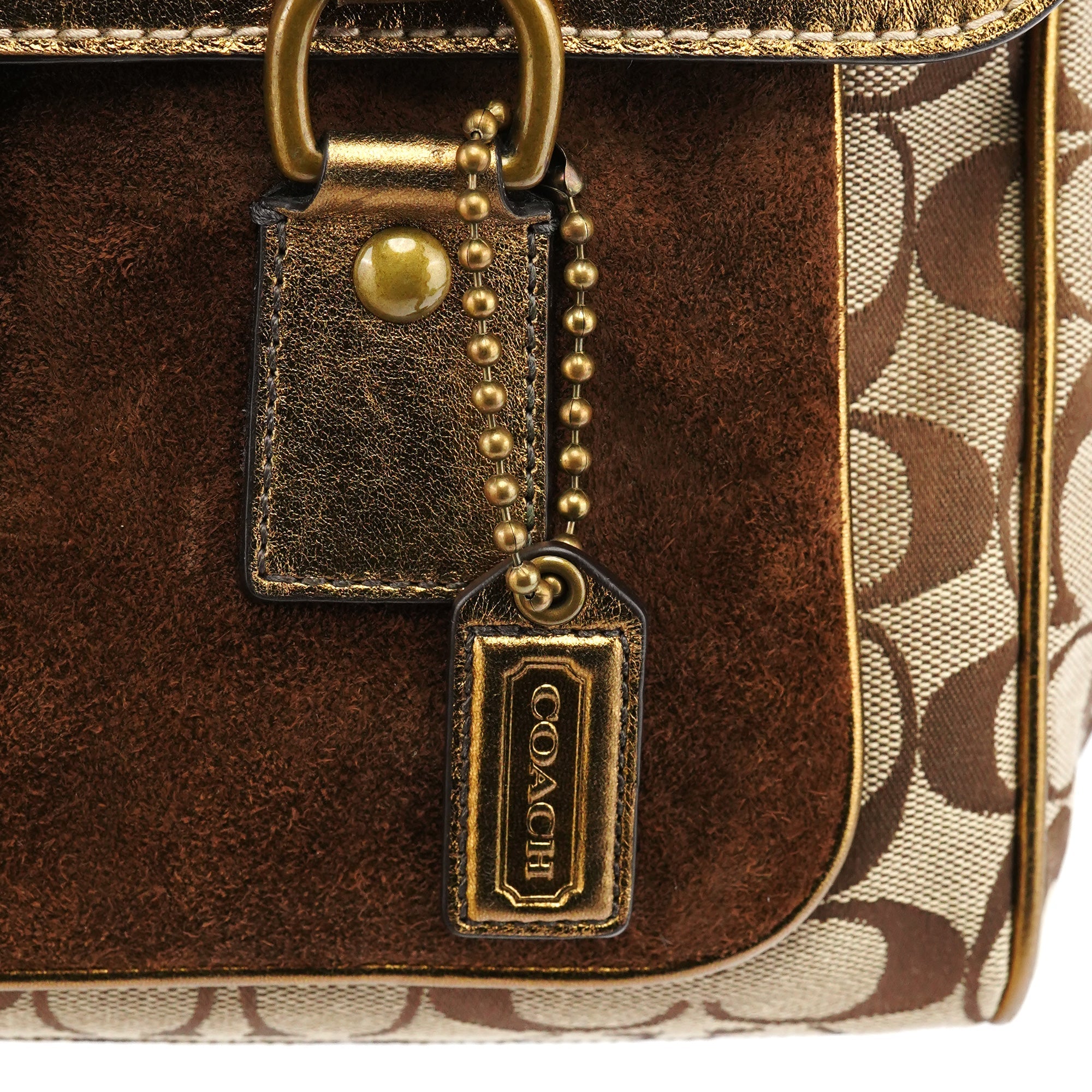 1498 Beige Gold Signature Soho Belt Buckle Tote Bag