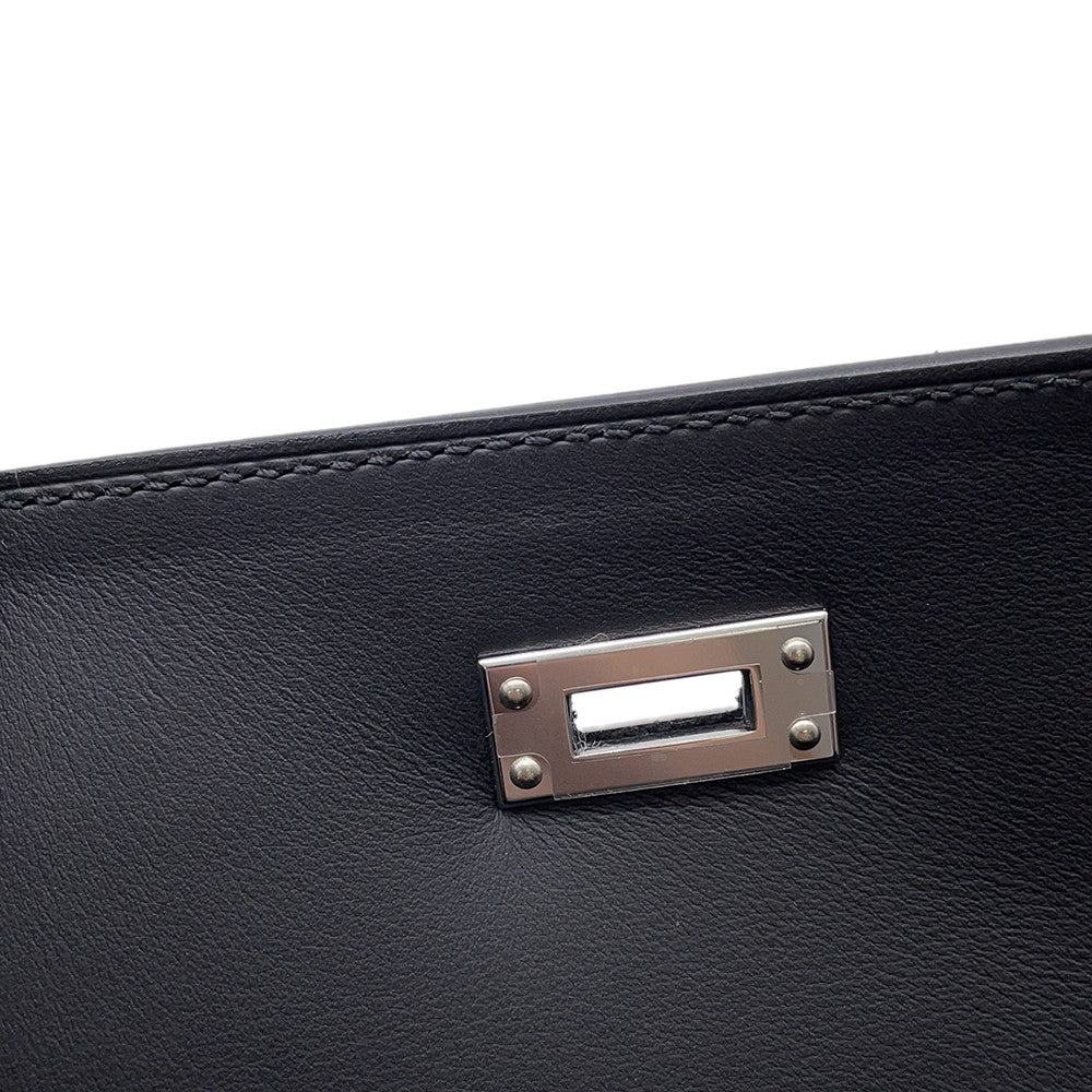 HERMES Kelly Sellier Ecru/Black Toile H Swift Leather Size 25