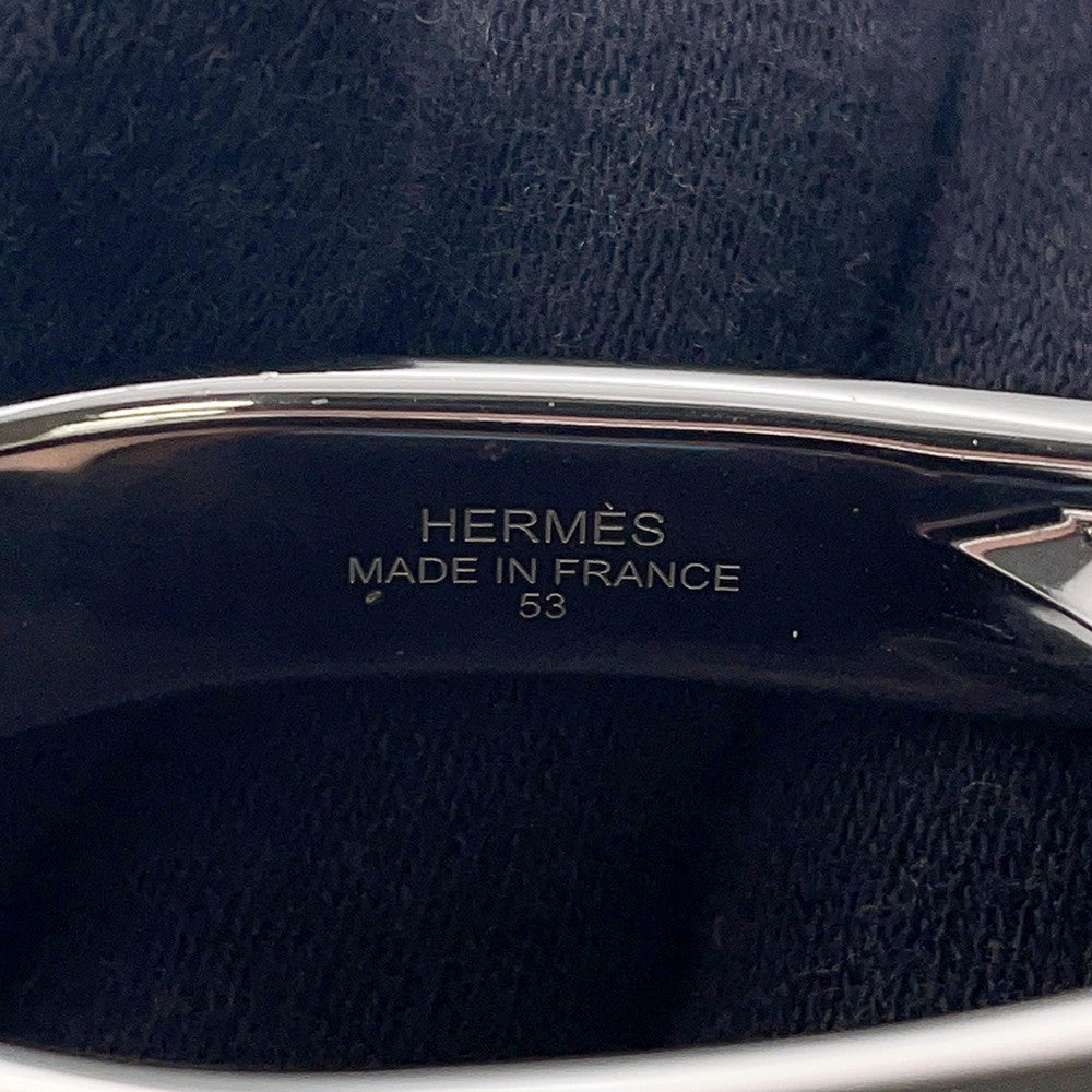 HERMES Ring (Jockey) Double Size 53 Black Epsom Metal