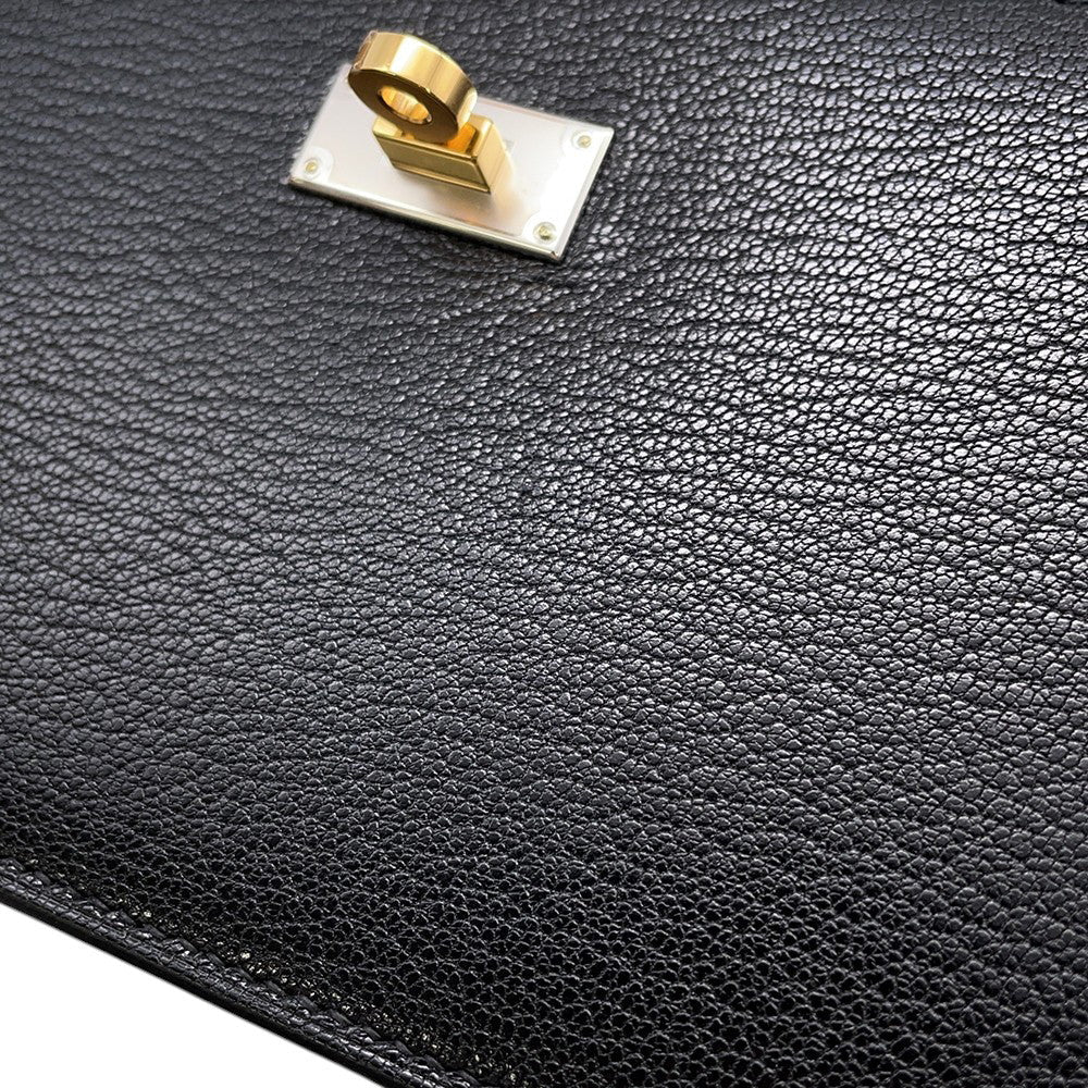 HERMES kelly pocket long Black Chevre Shamqila