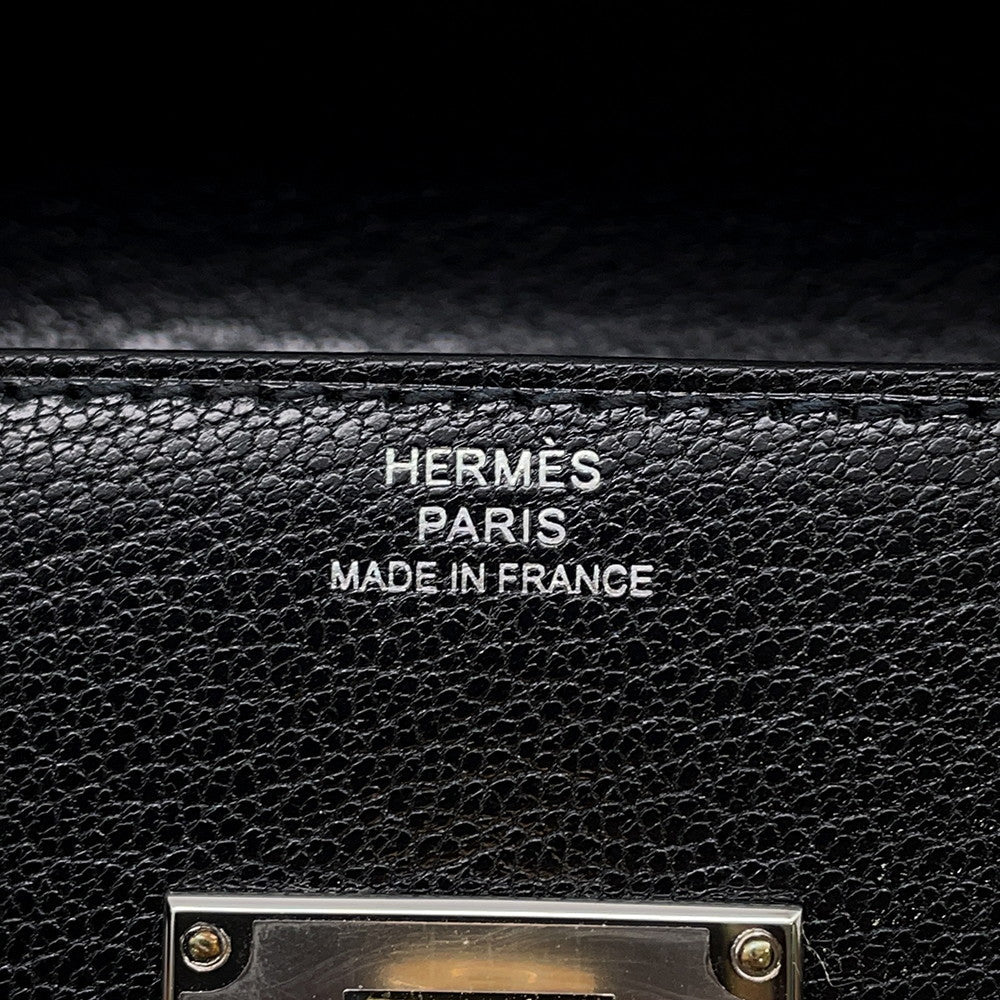 HERMES kelly pocket long Black Chevre Shamqila
