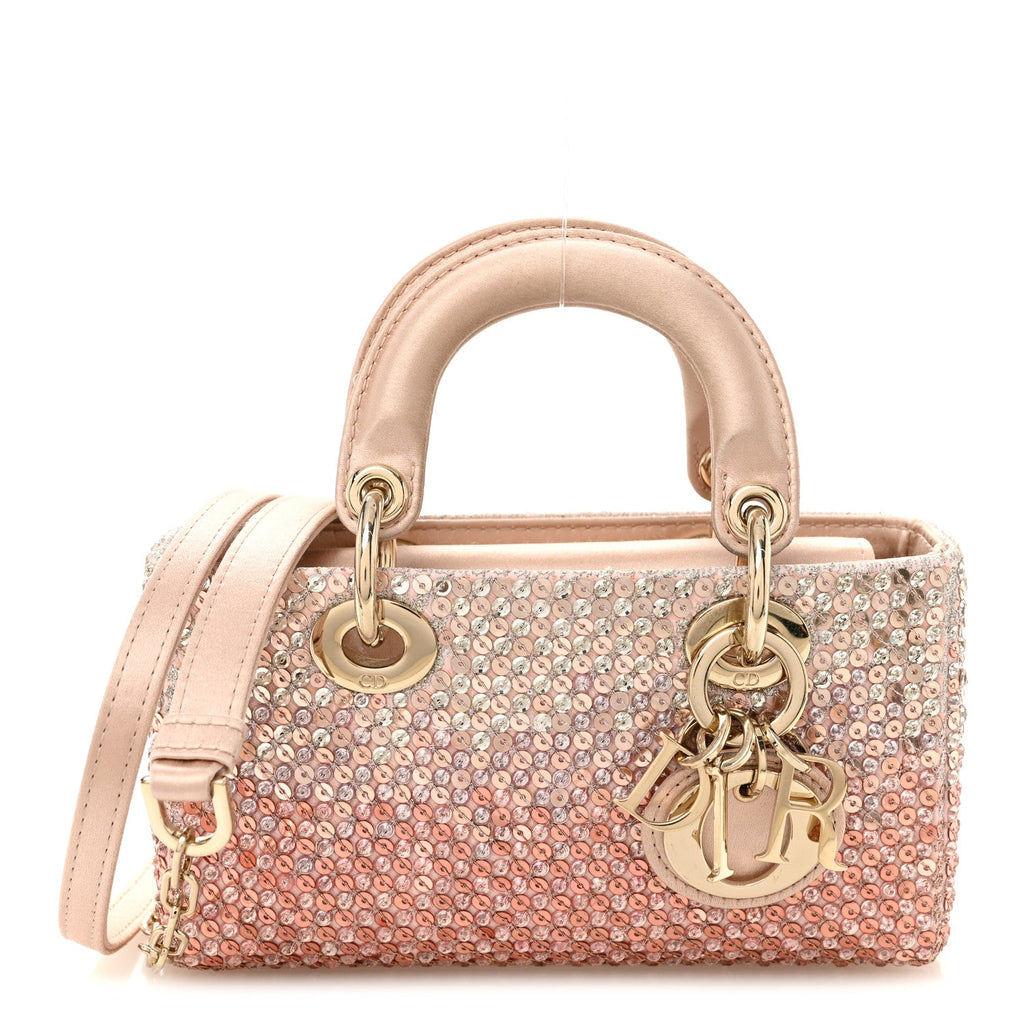 Satin Crystal Sequins Embroidered Micro Lady D-Joy Pink