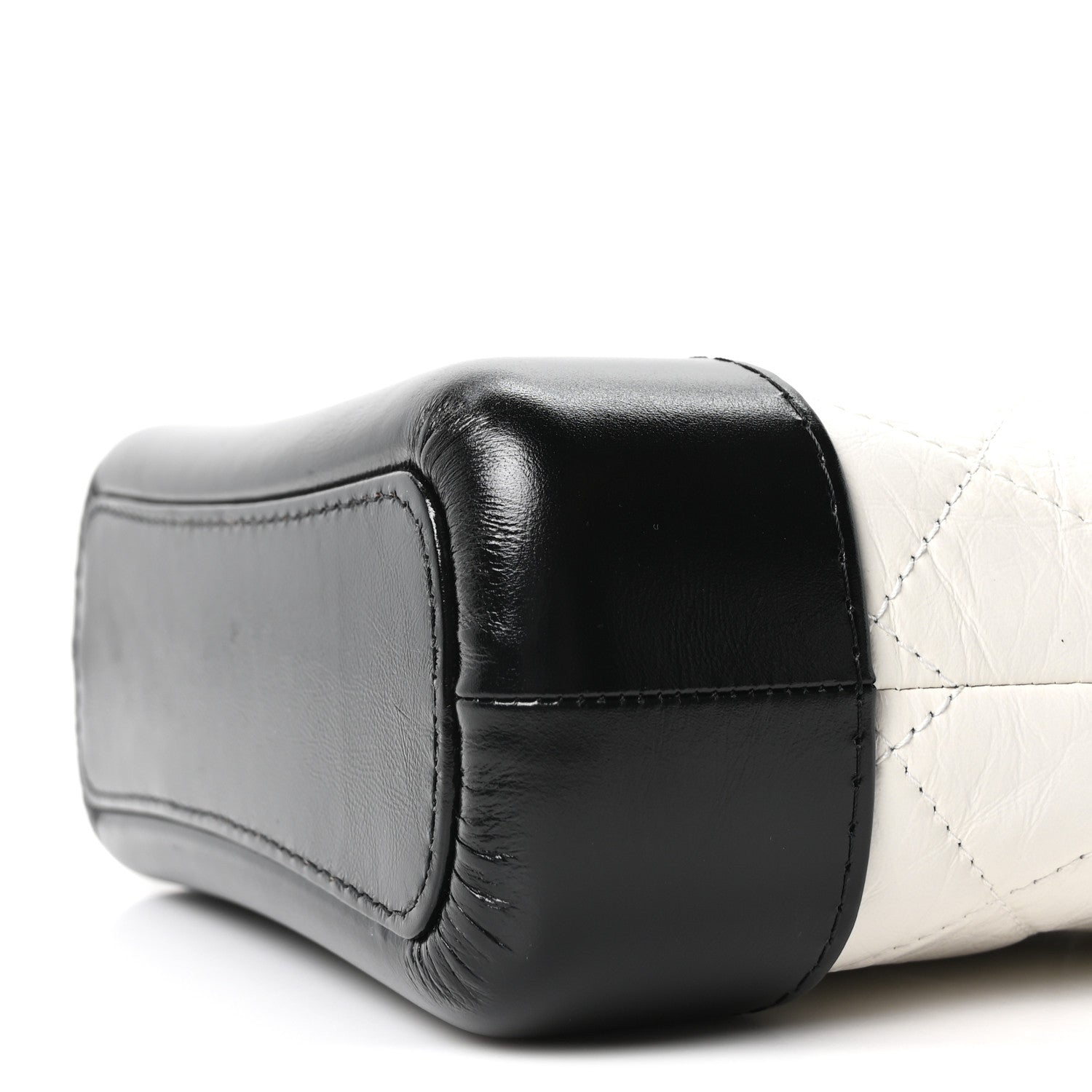 Aged Calfskin Quilted Small Gabrielle Hobo Black White