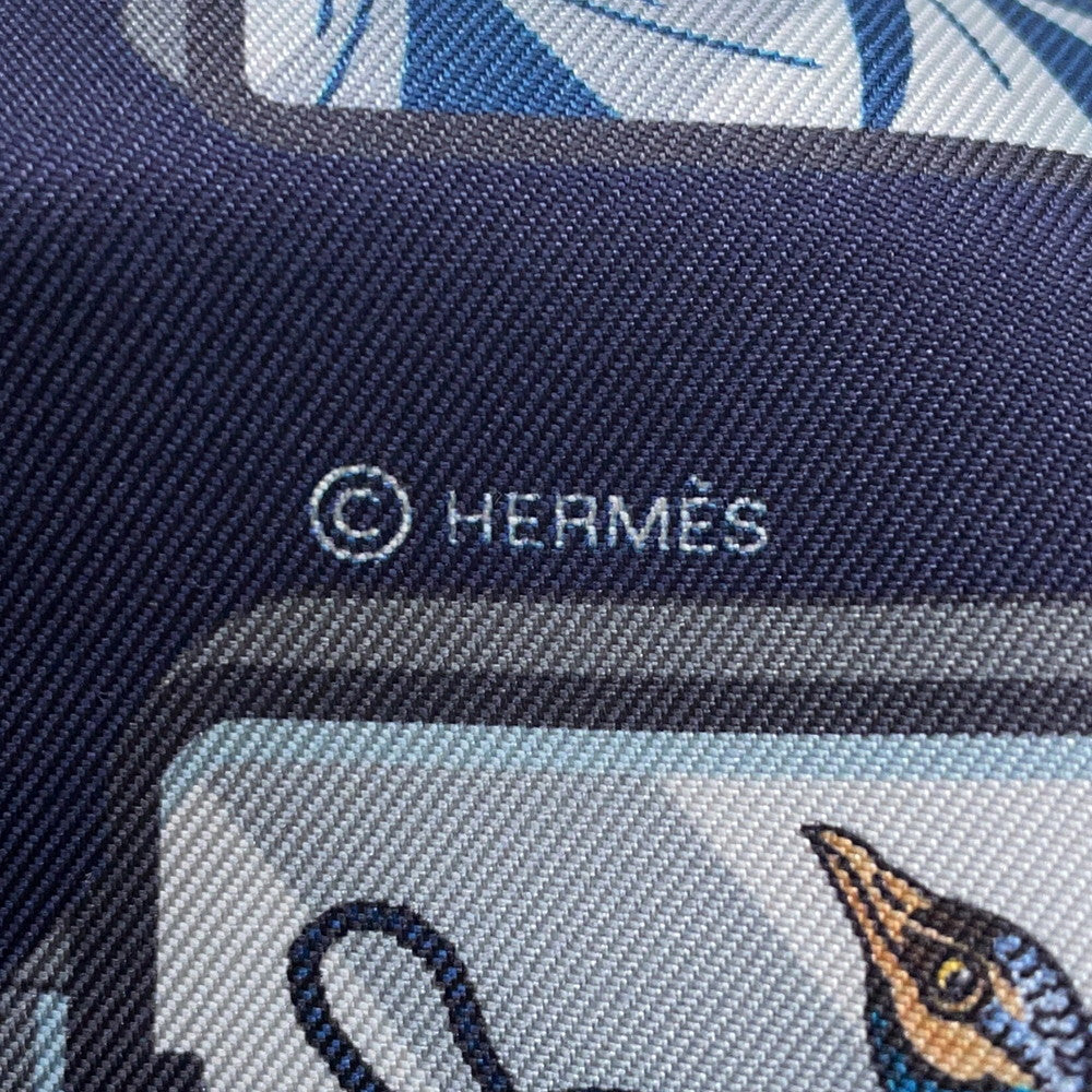 HERMES Twilly Story Marine/Grease/Gold Silk100%