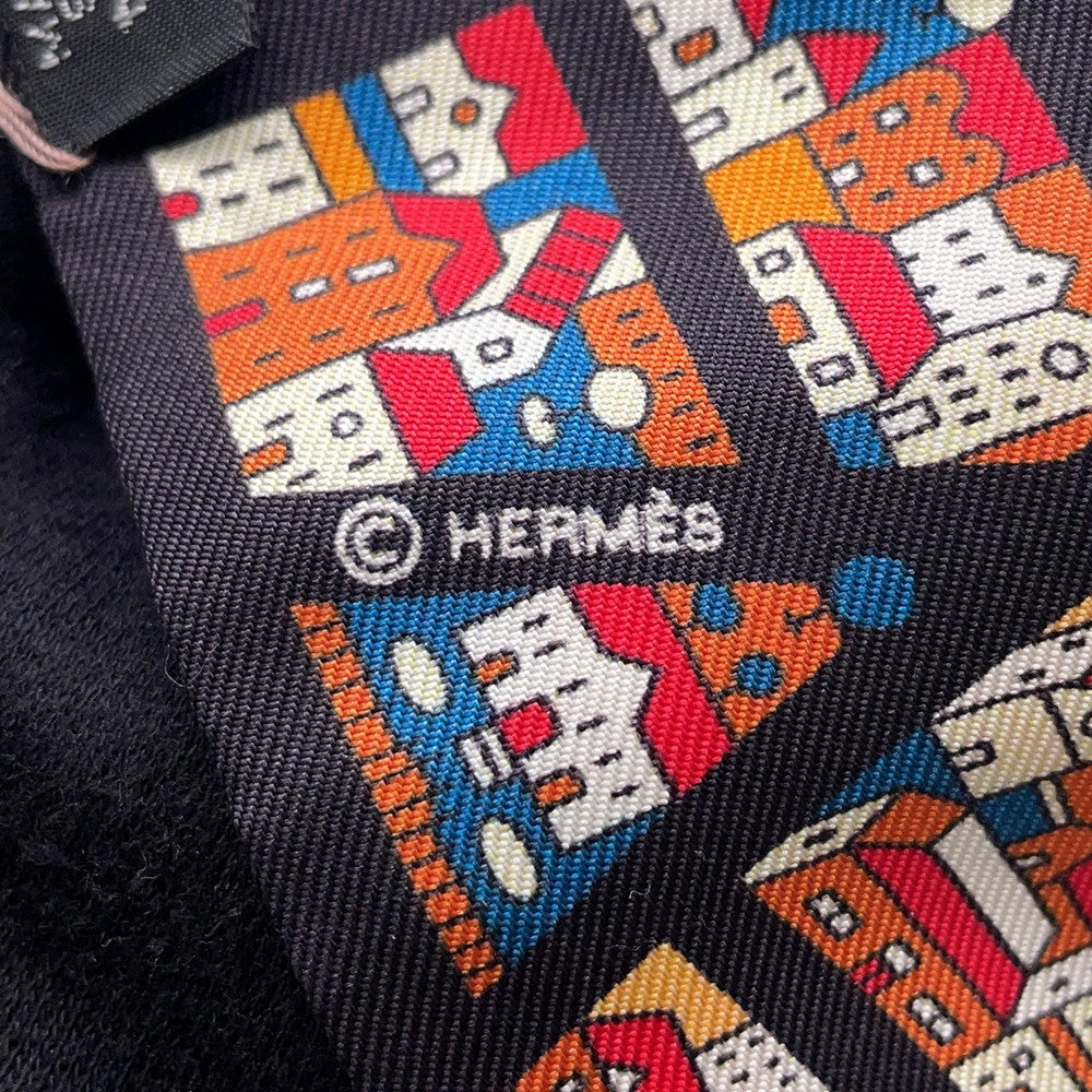 HERMES Twilly Rive Droite Rive Gauche Black/Brique/Blue Silk100%