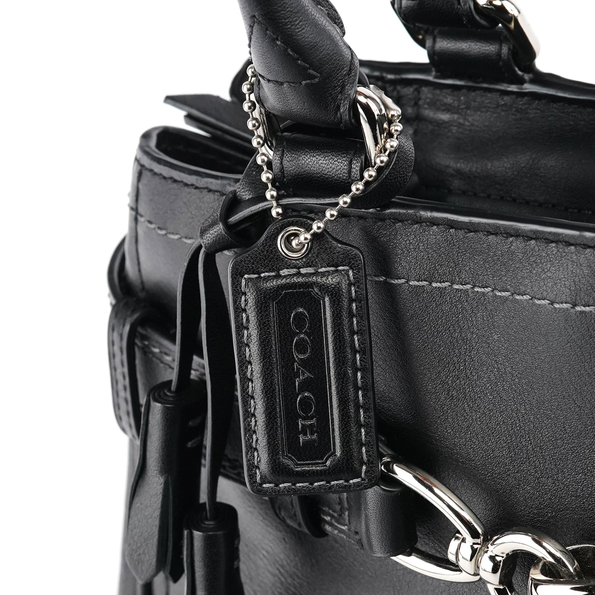 F08A70 Black Leather Hampton Tote Bag