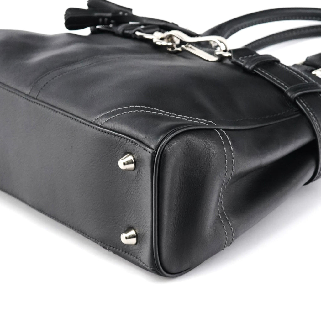 F08A70 Black Leather Hampton Tote Bag